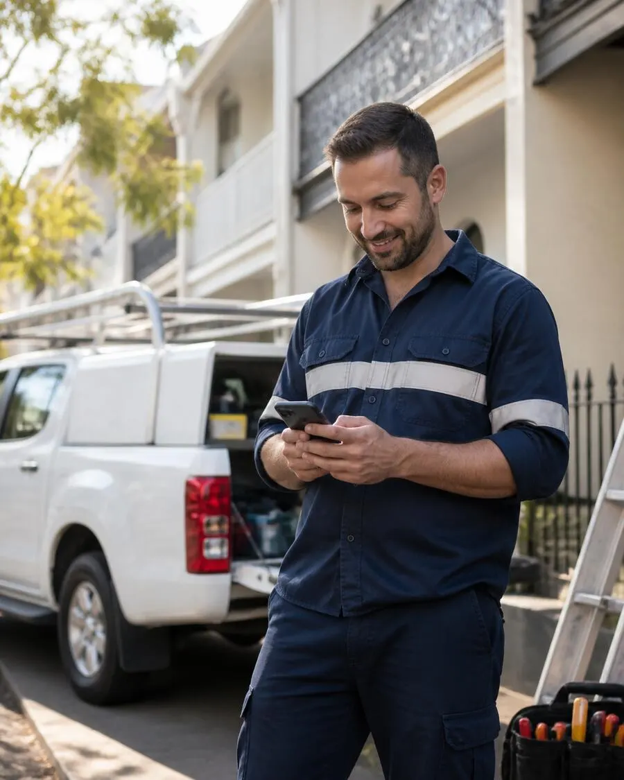 Website designed by Hello Juno for a Sydney electrician, shown on a laptop